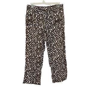 INC International Concepts Womens Linen Ankle Pant Size 12 Brown Vacay Resort